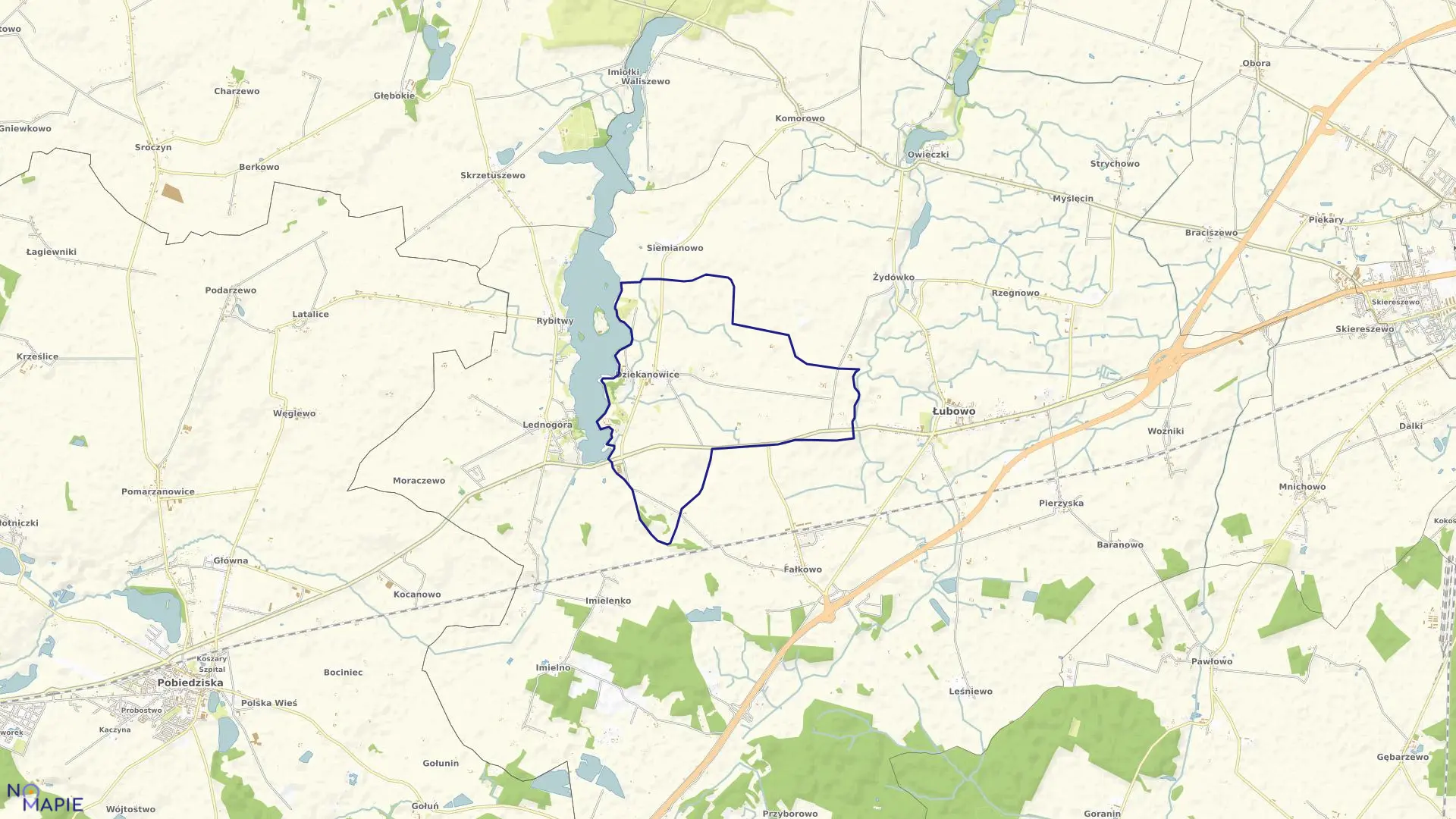 Mapa obrębu DZIEKANOWICE w gminie Łubowo