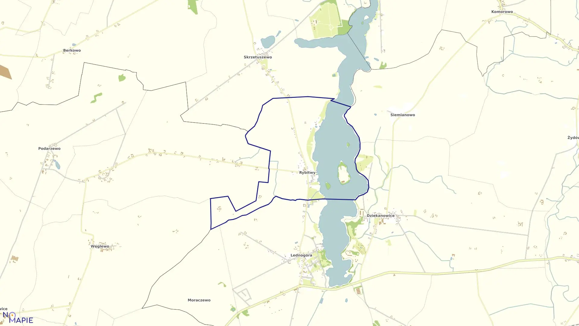 Mapa obrębu RYBITWY w gminie Łubowo